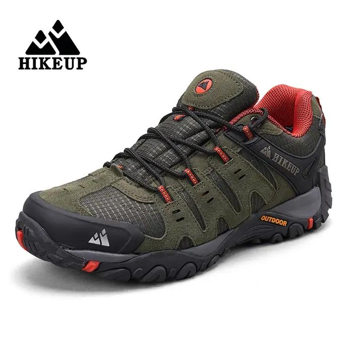 Chaussures randonnée homme cuir suédé HIKEUP - Baskets trekking usure résistante marche chasse