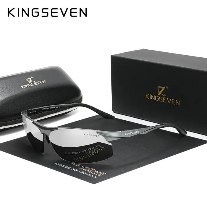 KINGSEVEN cyclisme polarisé UV400 lunettes de soleil hommes en aluminium conduite miroir lentille mâ