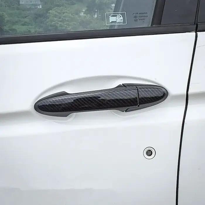 Autocollant de couverture de poignée de porte latérale de voiture en Fiber de carbone chromé, access