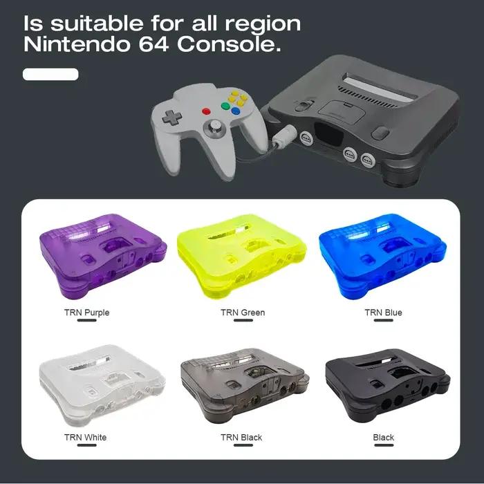 Bitfunx coque en plastique de remplacement boîtier translucide pour N64 Nintendo 64 boîtier de rempl
