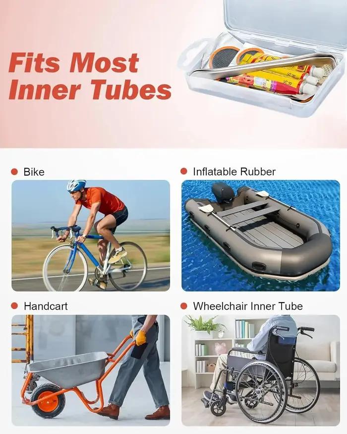 Kit de réparation de pneus de vélo complet avec patchs film abrasif levier et outils multifonctionnels pour VTT et vélos de route occasions spéciales