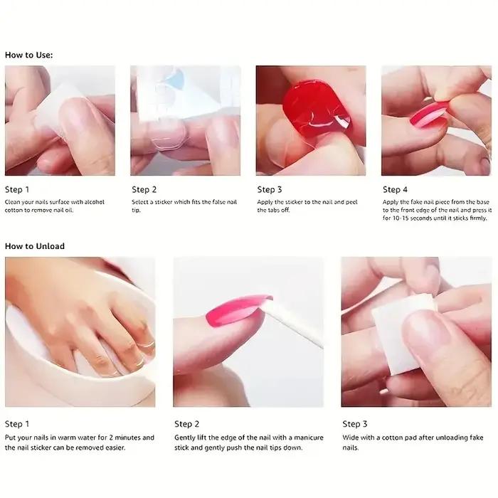 24 pièces faux ongles carrés courts mats, conception de coeur coloré couverture complète presse sur