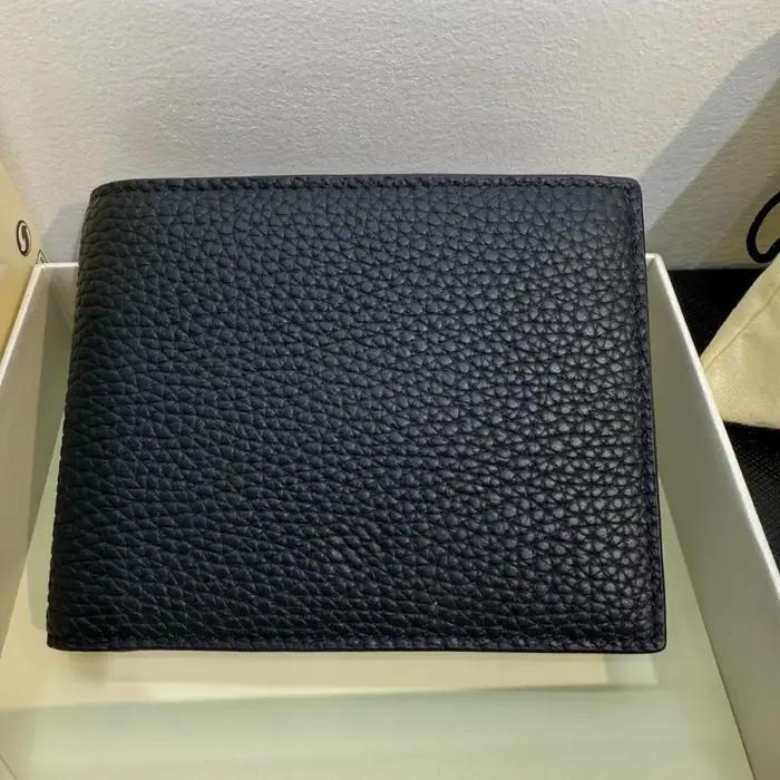 Portefeuille court de luxe pour homme, portefeuille à deux volets, marque de créateur, texture en cu