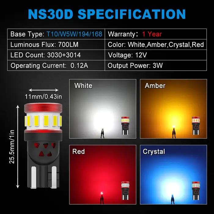 NAO W5W T10 LED lumières 5W5 Ultra lumineux Anti-erreur CANBUS Auto lampe 12V puce voiture intérieur