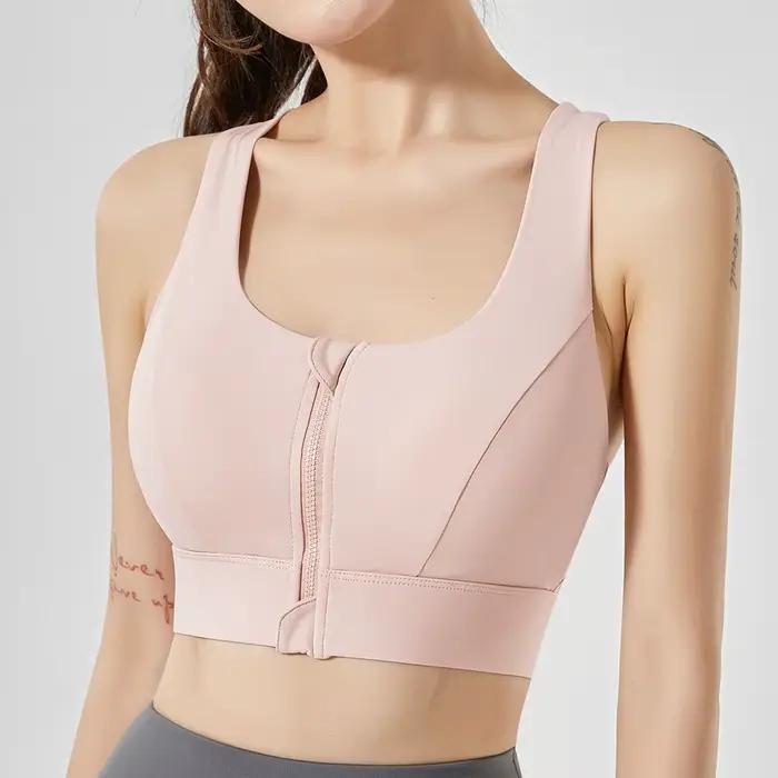 Soutien-gorge sport fermeture éclair devant yoga course impact élevé séchage rapide femme