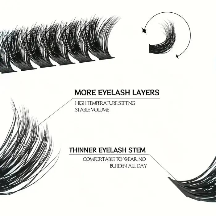 Kit d'extension de cils DIY, longueurs mixtes moelleuses de 10 à 16 mm, cils épais de 0,07 mm avec p