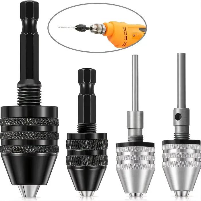 Mandrin de perçage sans clé, 1/4, 1/8, 1/16 pouces, tiges hexagonales et rondes, petit adaptateur de