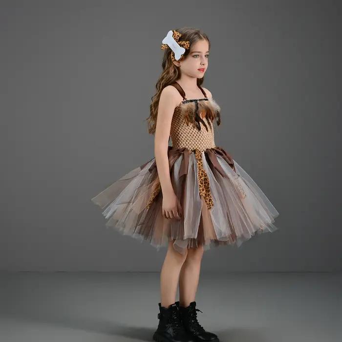 Costume de Diversification pour Fille, Robe Tutu d'Halloween, Cosplay d'Anniversaire, Jungle, Carnav