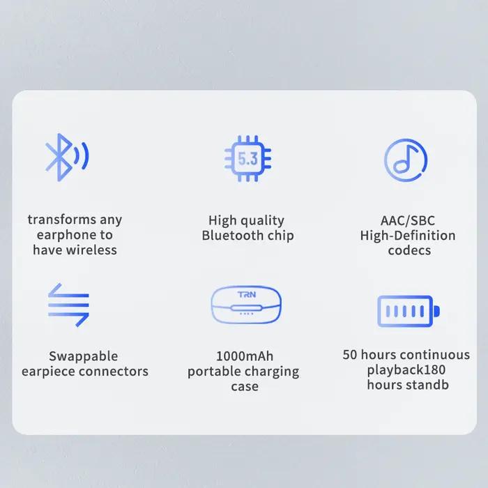 TRN BT20 Pro True Wireless Bluetooth 5.3 Module d'écouteurs HiFi écouteur câble de mise à niveau/con