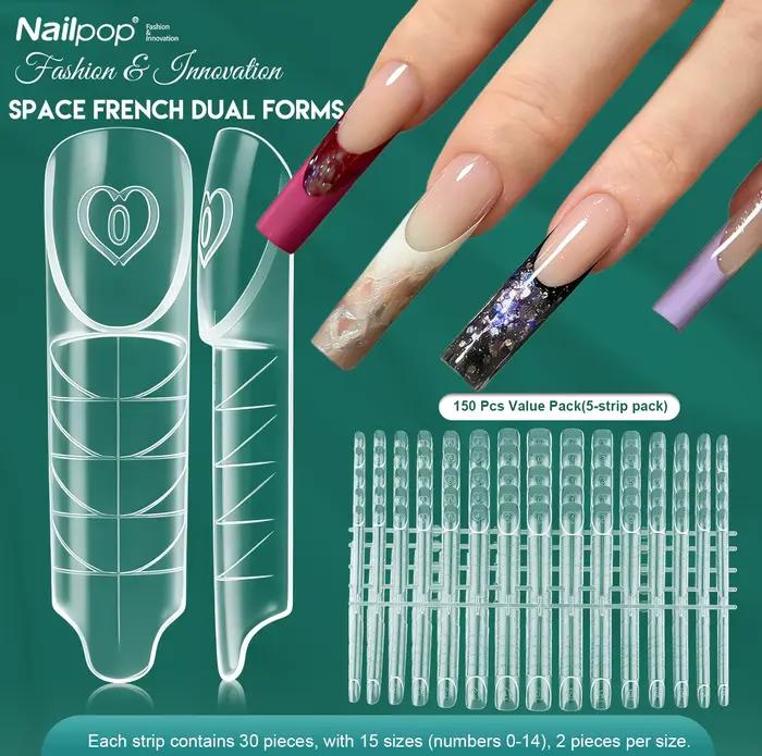 Nailpop Space Nail Dual Forms 15 Tailles Formes à ongles pour extension de gel poly Réutilisables Ma