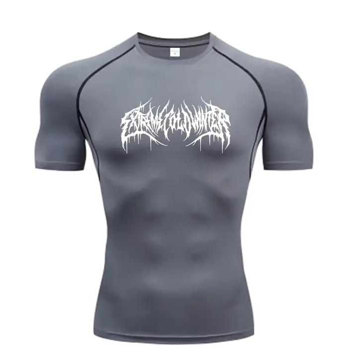 Sweat-shirt de Compression d'été à manches courtes pour hommes, T-Shirt de Fitness, de course, à séc