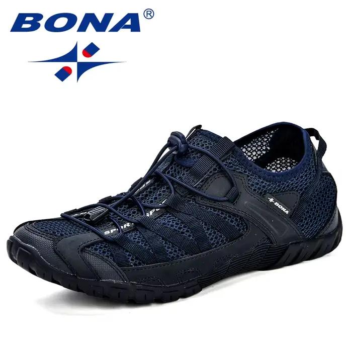 BONA-Chaussures de course en maille confortable pour hommes, baskets d'athlétisme à lacets, de joggi