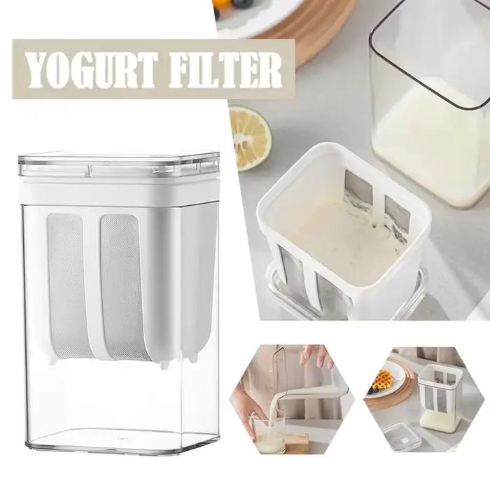 Filtre et passoire à yaourt de 1100ml, boîte transparente à mailles fines, tamis fait maison, sépara