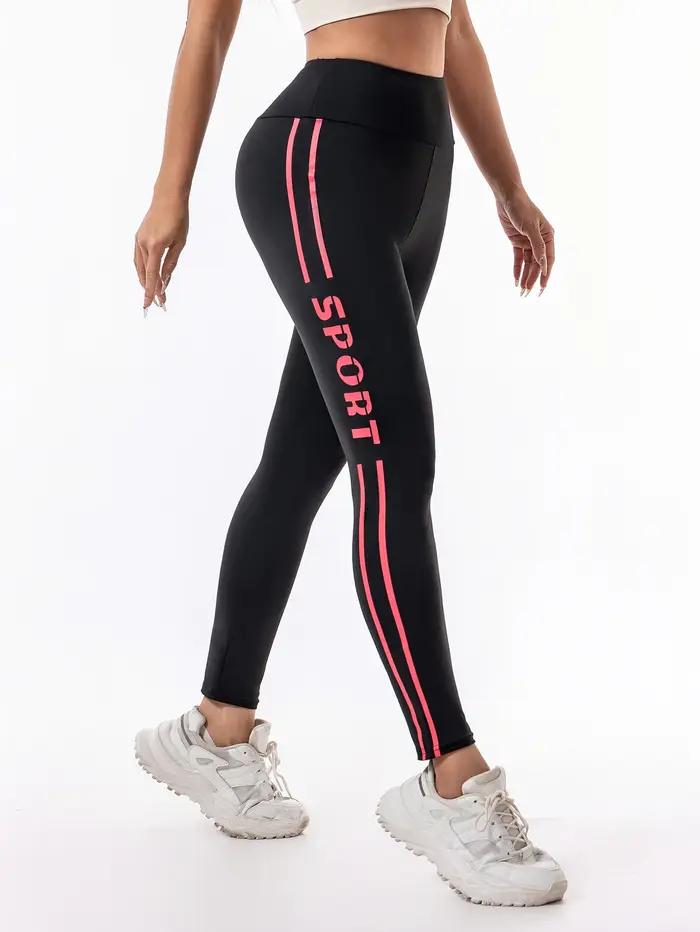 Pantalon de yoga taille haute pour femmes, pantalon de course, d'entraînement, de fitness, avec lett