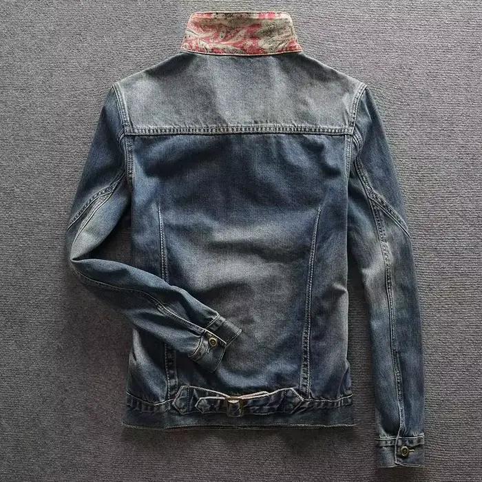 Manteau en jean pour homme, printemps-automne, col rabattu, simple boutonnage, coupe ajustée, bleu d