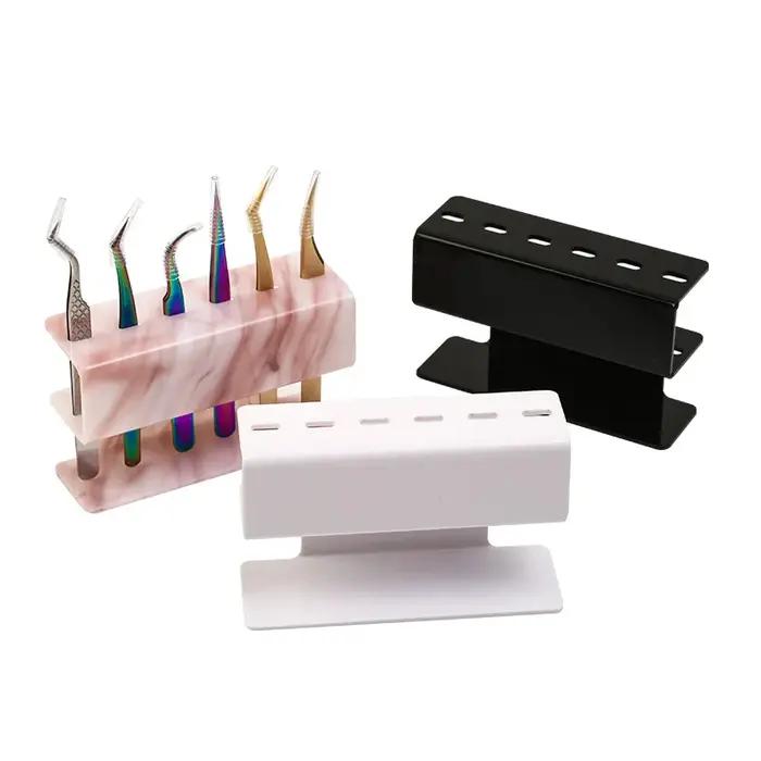 Support de rangement pour pinces à cils en acrylique, ensemble de 6 outils de maquillage durables av
