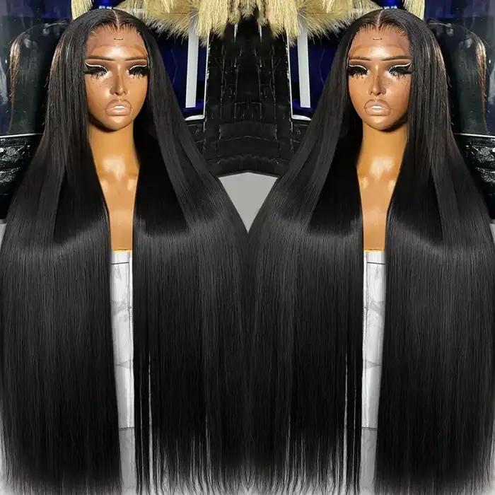 Perruques Lace Front Lisses en Cheveux Humains, Densité 250%, Perruque Frontale Complète 13x4, Dente