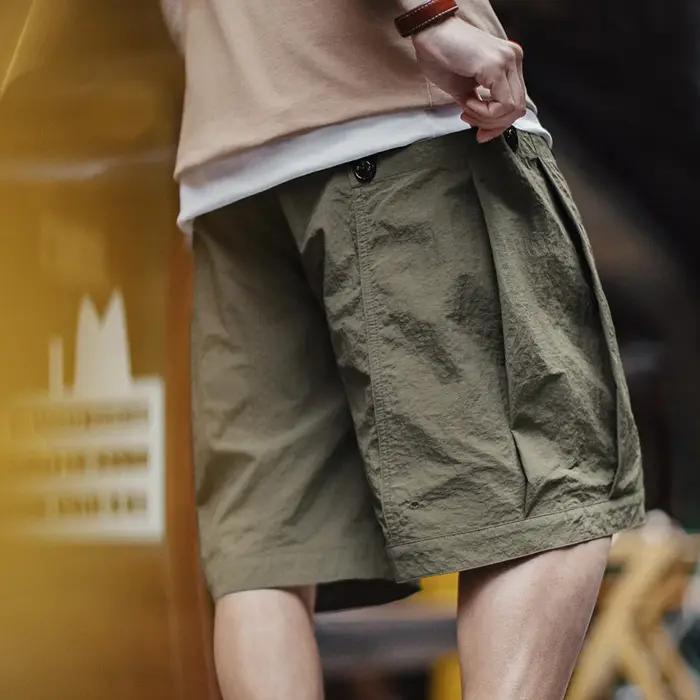 Maden – short vert décontracté avec poches pour hommes, léger, tissé, jambes droites, taille élastiq