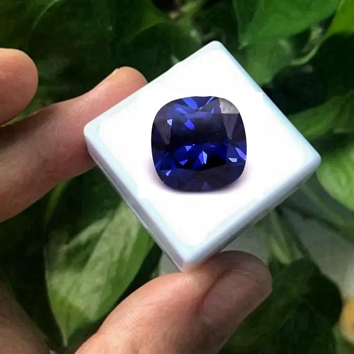 Saphir bleu tanzanite naturel, taille coussin, qualité AAAA+, 12×12mm, 10,50 carats, pierre précieus