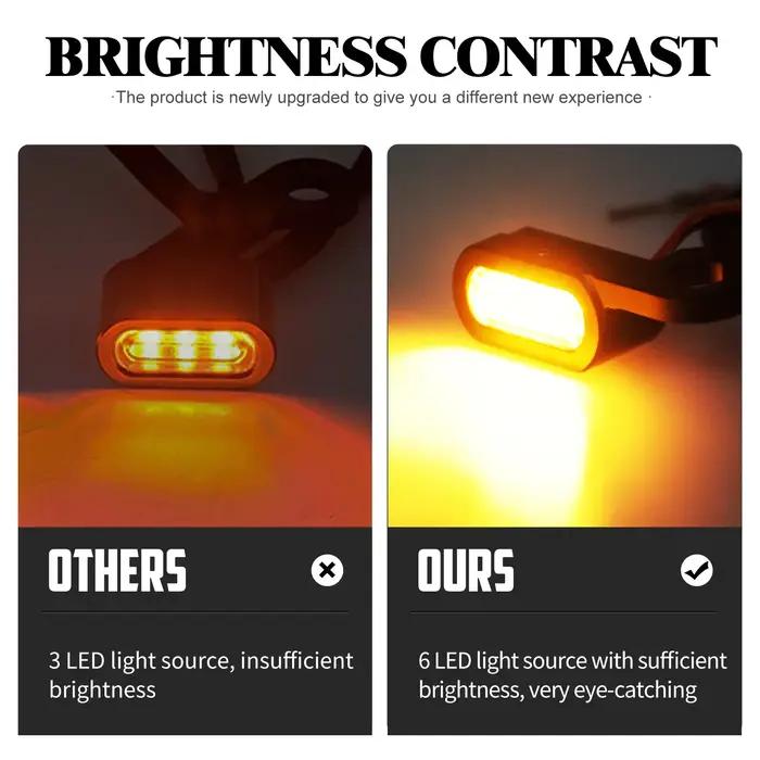 Mini clignotant LED pour motos, avec marque E, couvercle de lentille de fumée, indicateur de poignée