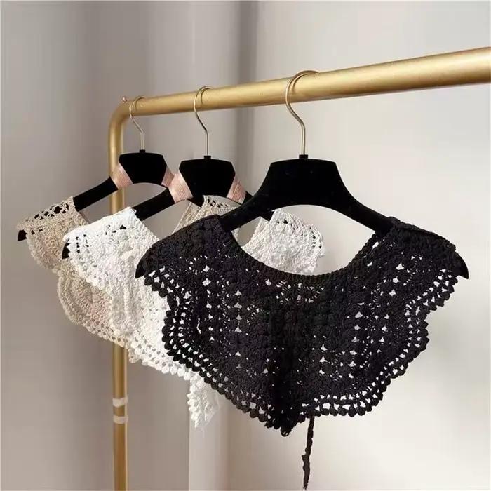 Faux col en dentelle tricoté au Crochet pour femmes, petit châle décoratif, faux col, accessoires de