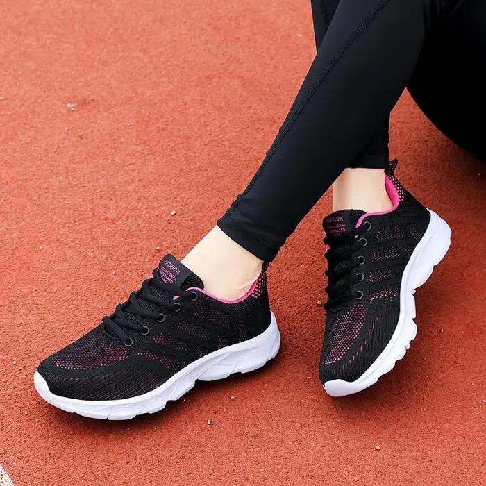 Baskets décontractées pour femmes, chaussures de marche respirantes, chaussures plates en maille, ch