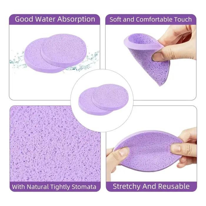 Compresse bouffante de lavage du visage avec boîte de rangement, éponge de nettoyage du visage pour