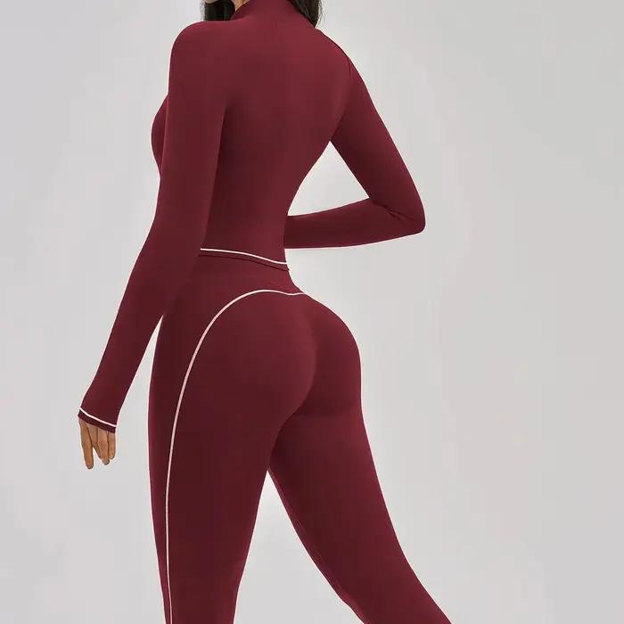 Ensemble deux pièces Ningyu pour femmes, veste de sport coupe-vent haut de gamme à col montant, legg