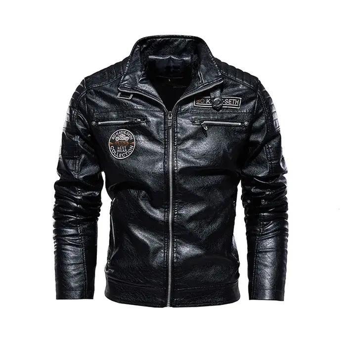 Veste en cuir de style moto pour hommes, manteau de doublure de sourire, vestes décontractées, parde