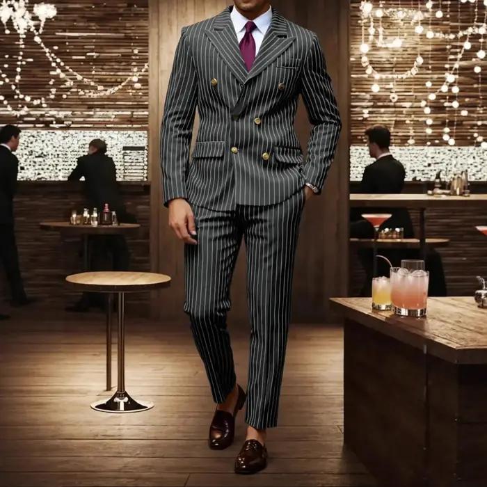 Vêtements pour hommes européens et américains de haute qualité, costumes formels à rayures, pantalon