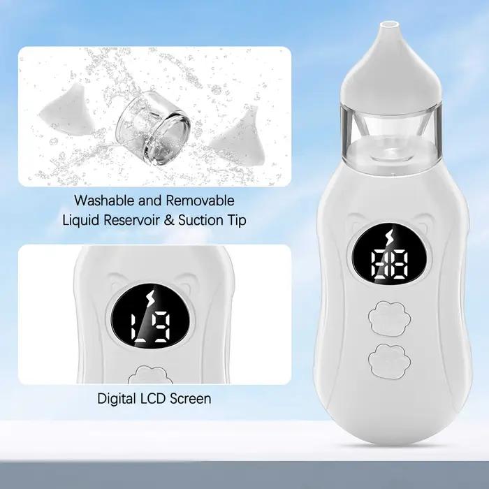 Aspirateur Nasal électrique pour bébé, à faible bruit, 9 niveaux d'aspiration, nettoyeur de nez Rech
