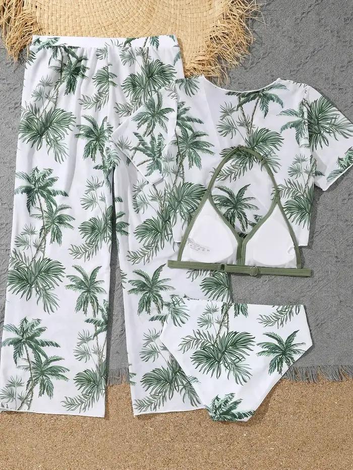 Ensemble de 4 pièces de maillots de bain pour filles 2026 : Haut et bas de bikini, tenue de bain pou