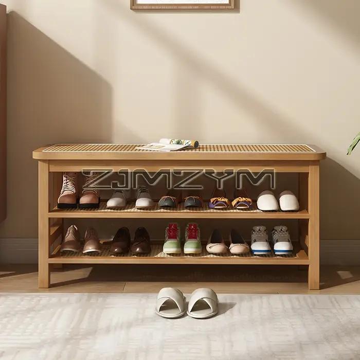 Tabouret à langer, armoire à chaussures assise, porte d'entrée, porte de maison, rangement multicouc