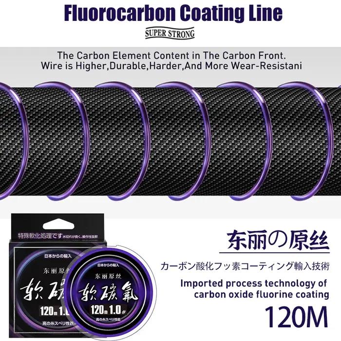 ZUKIBO Toray-Ligne de pêche monofilament durable en nylon violet, revêtement en flouocarbone souple,