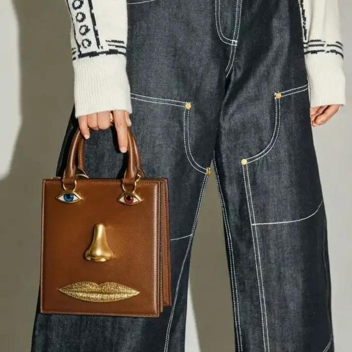 Sac à main vintage 3D pour femme en cuir PU de haute qualité, sac carré avec décoration œil de bijou
