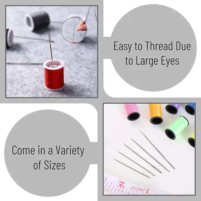 55 Pièces En Acier Inoxydable Big Eye Main Aiguilles à Coudre avec Différentes Tailles pour Couture