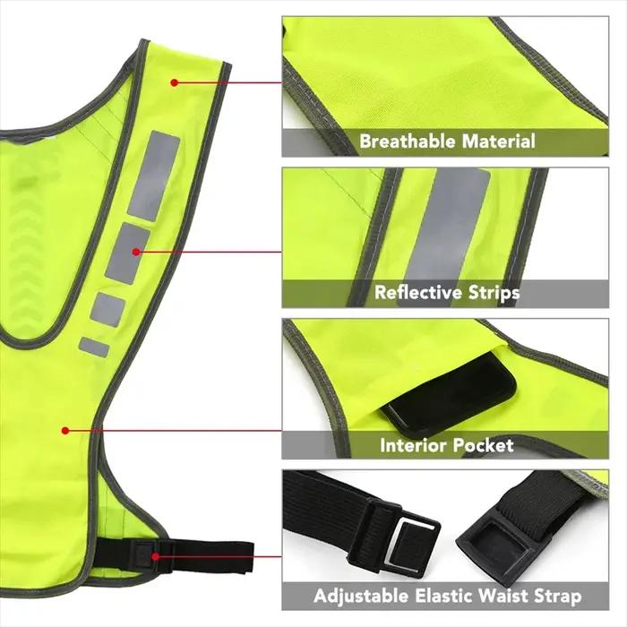 Sports de plein air tissu réfléchissant fournitures gilet élastique nuit course cyclisme réglable gi