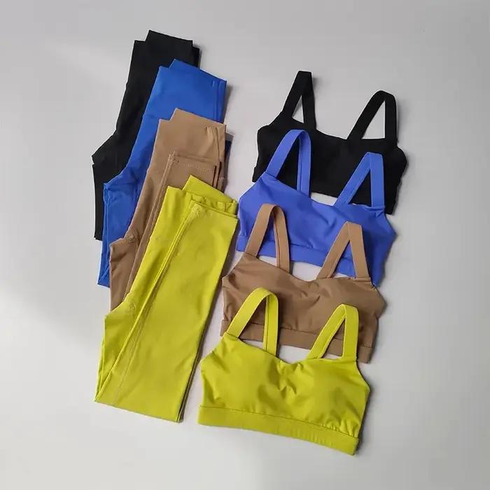 Soutien-gorge de yoga sans coutures femme - Ensemble sportif avec leggings taille haute fitness