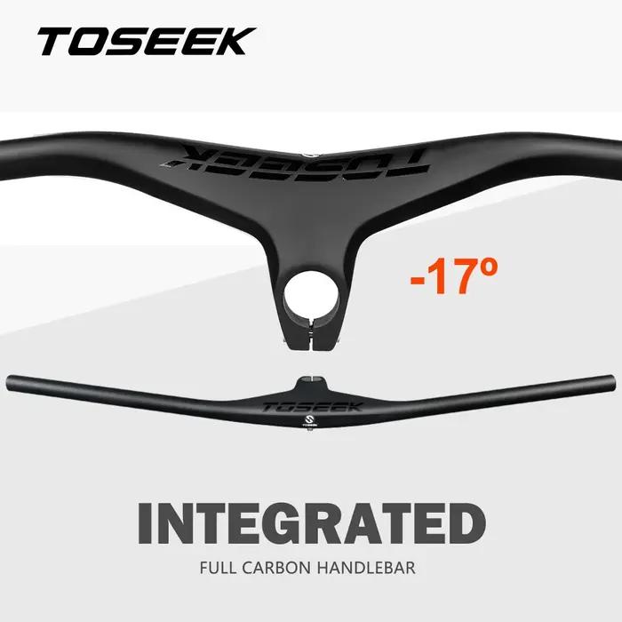 Guidon et tige de VTT en carbone TOSEEK 28,6 mm -17 ° Guidon intégré pour VTT 660 ~ 800-70/80/90/1