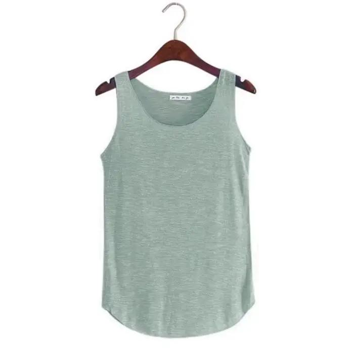 Couleur unie décontracté course T-Shirt pour les femmes col en U plage gilet été en vrac bambou coto