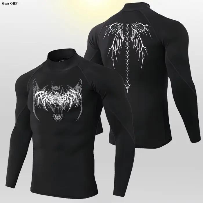 Y2K – chemise de Compression à col roulé pour hommes, manches longues, col haut, protection contre l