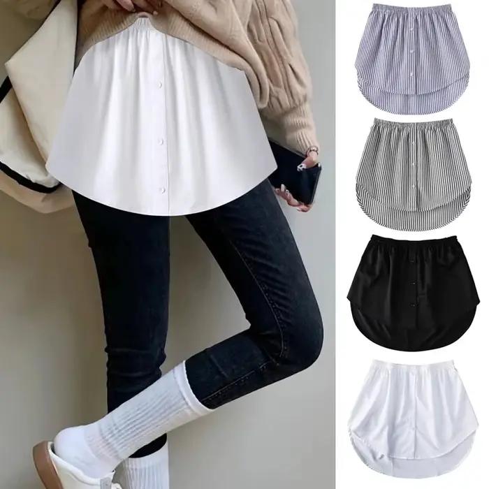 Extensions de chemise grande taille 5XL pour femmes, fausse chemise, jupe irrégulière, chemisier, ou