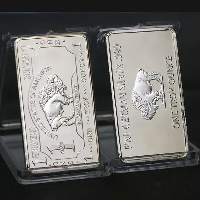1 pièces divers pays menthe 1 Troy Ounce beaux divers pays argent lingot barre réplique pièces Colle