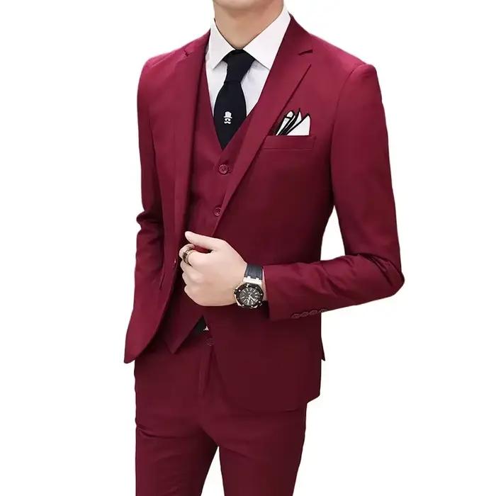 Homme élégant imbibé (Blazer + Gla+ Pantalon) Mode masculine Version coréenne d'affaires Coupe couve