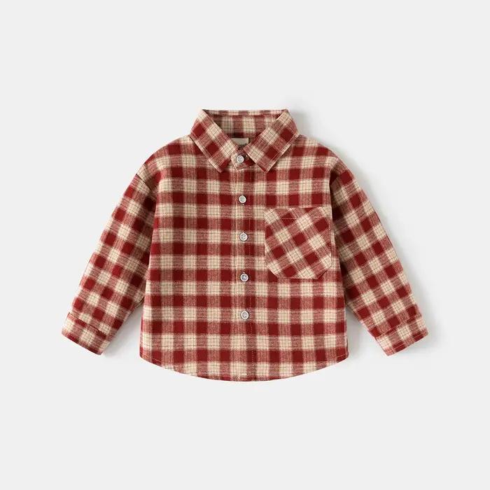 Printemps automne enfants Plaid à manches longues chemise Style coréen garçons filles ample surdimen