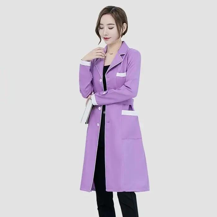 Vêtements de travail pour salon de beauté spa tatoueurs blouse de laboratoire d été violette à manches longues uniforme de gommage professionnel confortable et élégant