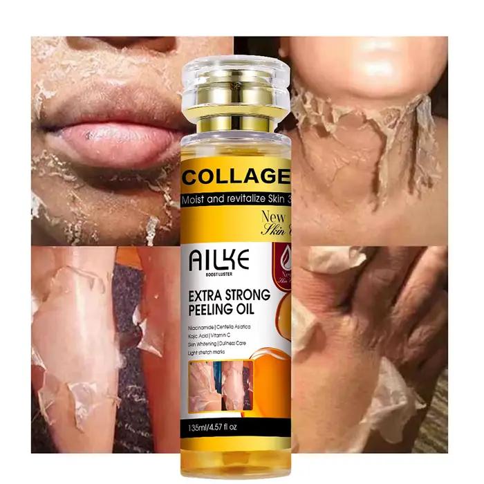 AILKE Huile peeling extra forte au collagène, peau blanchissante, solution exfoliante pour le visage