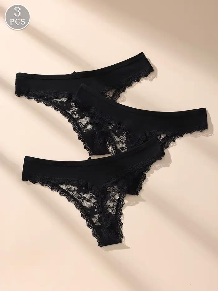 Sous-vetements feminins avec nœuds en dentelle 3 pièces taille basse doux confortable et respirant extensible sans couture pour femme occasions spéciales et quotidiennes