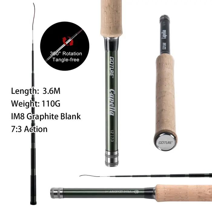 Goture Tenkara canne à pêche à la mouche Combo 3.6m tige en Fiber de carbone ultralégère avec ligne
