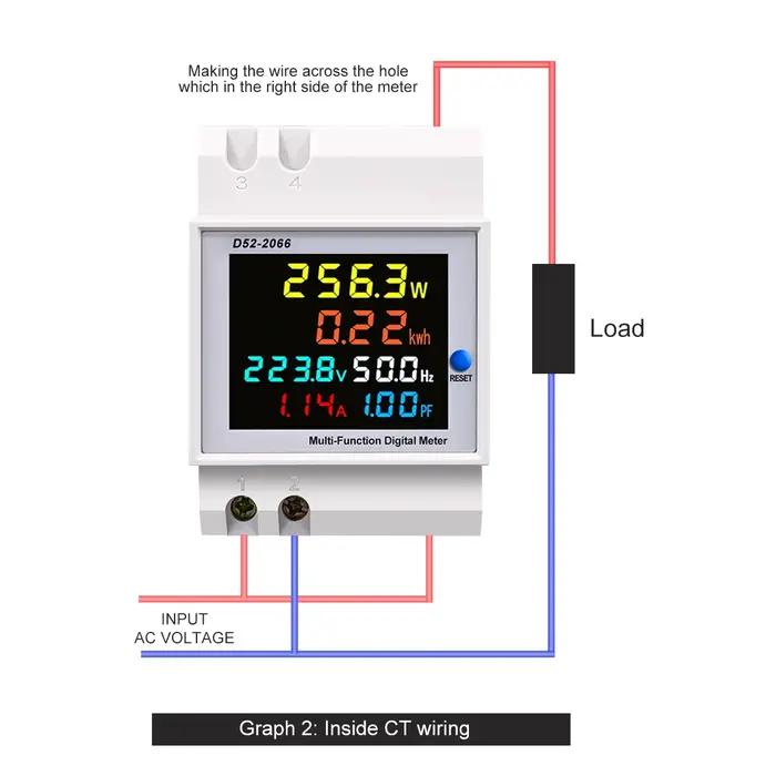 Moniteur AC sur rail din 6 en 1, 110V 220V 380V 100A, tension, courant, facteur de puissance, KWH ac